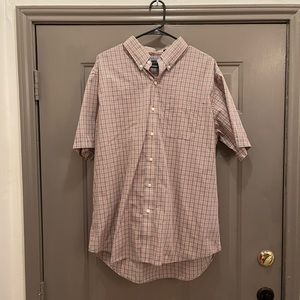 Mens Arrow Short sleeve button up red and gray plaid shirt, XL, good condition